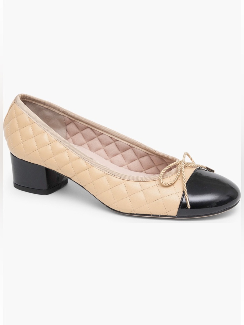 Paul Mayer Titou Quilted Cap Toe Pumps Beige Black Sz 9B NIB